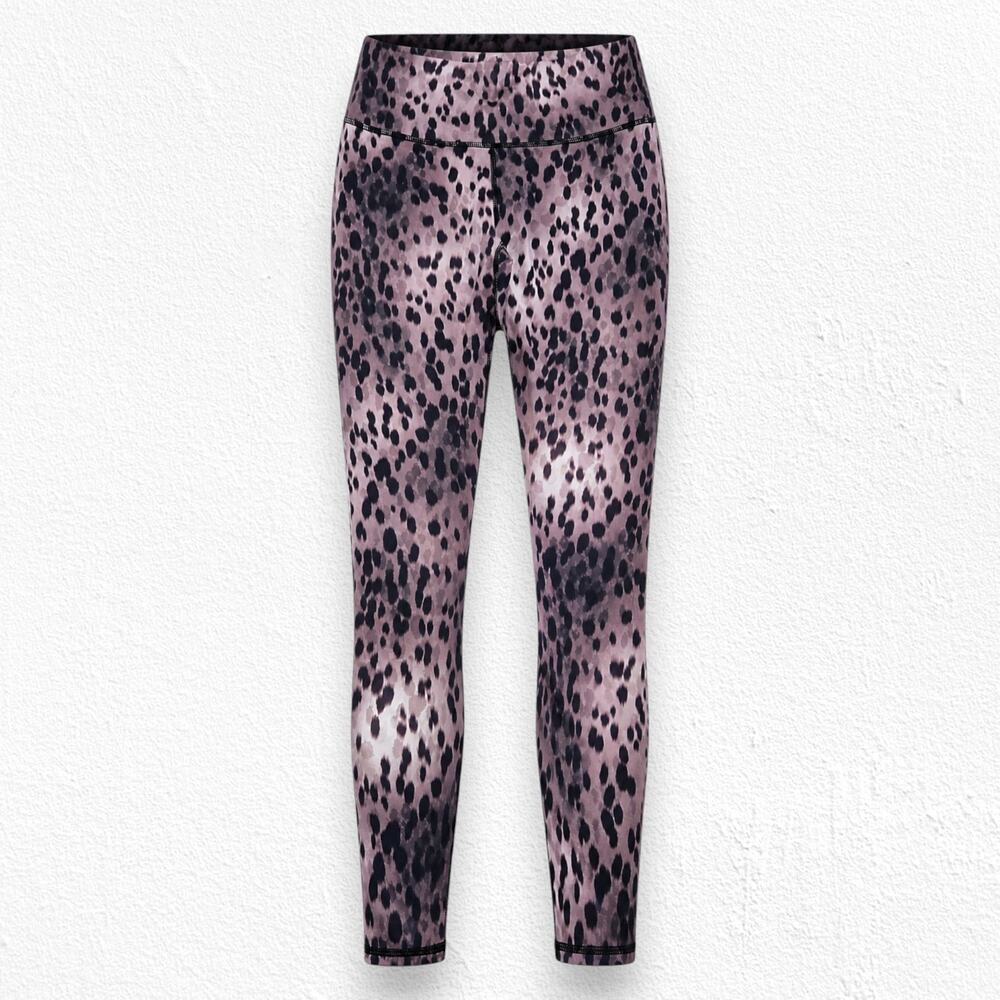 Fabletics PowerHold Mauve High Waisted Leopard Print Leggings NWT Size Small